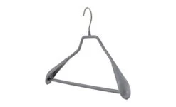 Mawa By Reston Lloyd BodyForm Series Non-Slip Space-Saving Clothes Hanger With Bar For Pants, 16 1/2", Style 42/LS, Set Of 5, Silver