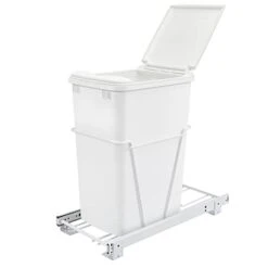 Rev-A-Shelf RV-12PB Single 35 Quart Pull-Out Kitchen Cabinet Waste Bin Container Garbage Trash Can With Slides And Simple Installation, White 12 Rev-A-Shelf RV-12PB Single 35 Quart Pull-Out Kitchen Cabinet Waste Bin Container Garbage Trash Can With Slides And Simple Installation, White -GENERIC Shop 21810ABKiqL