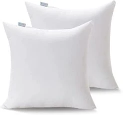 Acanva Decorative Throw Pillow Inserts For Sofa, Bed, Couch And Chair, Square Euro Sham Form Stuffer With Premium Polyester Microfiber, 26X26 Inch, White 2 Count