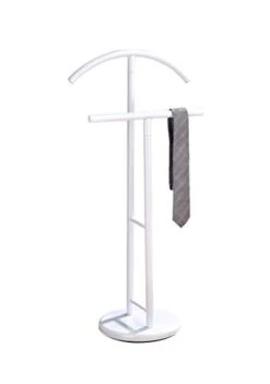 KB Designs - Suit & Tie White Freestanding Valet Stand Clothing Organizer Rack