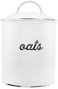 AuldHome Farmhouse Enamelware Straw Holder (White); Rustic Metal Straw Storage Canister -GENERIC Shop 21D55ayrQL. AC