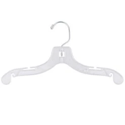 NAHANCO 412 Clear Plastic Children's Dress Hangers, Swivel Metal Hook And Notches For Straps, Super Heavy Weight, 12" - (Pack Of 100)