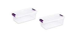 Sterilite 17511712 6-Quart ClearView Latch Box, With Plum Handles, 2-Pack