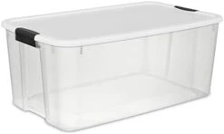 Sterilite 19859806, 30 Quart/28 Liter Ultra Latch Box, Clear With A White Lid And Black Latches, 6-Pack -GENERIC Shop 21ayYVy7s L. AC 1