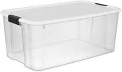 Sterilite 70 Qt Clear Plastic Stackable Storage Bin W/White Latching Lid Organizing Solution, 4 Pack -GENERIC Shop 21b8uBOp2AL. AC