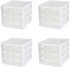 Sterilite 17918004 3 Drawer Unit, White Frame With Clear Drawers, Pack Of 4 -GENERIC Shop 31 HwBZphVL. AC