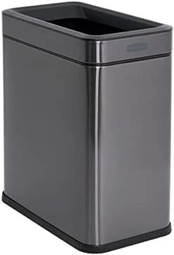 Rubbermaid Stainless Steel Slim Step-On Trash Can, 2.6-Gallon, Charcoal, Wastebasket With Lid For Home/Bathroom/Kitchen -GENERIC Shop 31 T22PQPgL. AC 1