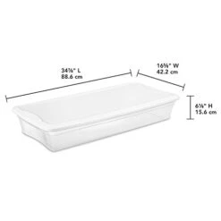 Sterilite 19608006 41 Quart/39 Liter Underbed Storage Box, Clear With White Lid, 6-Pack