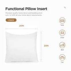 Acanva Decorative Square Throw Pillow Inserts Hypoallergenic Form Stuffer Cushion Sham Filler, 1 Count (Pack Of 1), White -GENERIC Shop 310bTrLBTuL