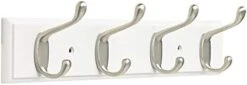 Franklin Brass Heavy Duty Coat And Hat Hook Rail Wall Hooks 4 , 16 Inches, White & Satin Nickel Finish, FBHDCH4-WSE-R -GENERIC Shop 310r1FJ3fJL. AC