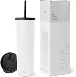 Simple Modern Insulated Tumbler With Lid And Straw | Iced Coffee Cup Reusable Stainless Steel Water Bottle Travel Mug | Gifts For Women Men Her Him | Classic Collection | 24oz | Ocean Geode -GENERIC Shop 311 R5Rtr2L. AC