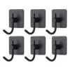 VAEHOLD Adhesive Wall Hooks, Heavy Duty Sticky Holder Waterproof Aluminum Towel Hooks For Hanging Coat, Hat, Key, Clothes, Closet Hook Wall Mount For Kitchen, Bathroom, Office (6, Black)
