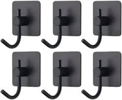 VAEHOLD Adhesive Wall Hooks, Heavy Duty Sticky Holder Waterproof Aluminum Towel Hooks For Hanging Coat, Hat, Key, Clothes, Closet Hook Wall Mount For Kitchen, Bathroom, Office (6, Black) -GENERIC Shop 312Jpi5xJeL. AC