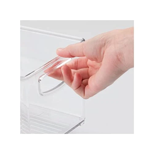 MDesign Plastic Kitchen Organizer - Storage Holder Bin With Handles For Pantry, Cupboard, Cabinet, Fridge/Freezer, Shelves, Counter - Holds Canned Food, Snacks - Ligne Collection - 4 Pack - Clear 3 MDesign Plastic Kitchen Organizer - Storage Holder Bin With Handles For Pantry, Cupboard, Cabinet, Fridge/Freezer, Shelves, Counter - Holds Canned Food, Snacks - Ligne Collection - 4 Pack - Clear - Image 3