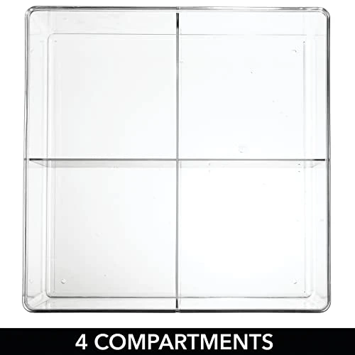 MDesign Plastic 4 Compartment Divided Drawer And Closet Storage Bin - Organizer For Scarves, Socks, Ties Bras, And Underwear - Dress Drawer Organizer, Shelf Organization - 2 Pack - Clear 3 MDesign Plastic 4 Compartment Divided Drawer And Closet Storage Bin - Organizer For Scarves, Socks, Ties Bras, And Underwear - Dress Drawer Organizer, Shelf Organization - 2 Pack - Clear - Image 3