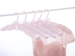 Cocomaya 17 Inch Extra Large Anti Slip Pink Satin Padded Bridal Wedding Dress Hanger No Bumps For Dress Coats, Sweaters Pack Of 5 (Pink, 5)