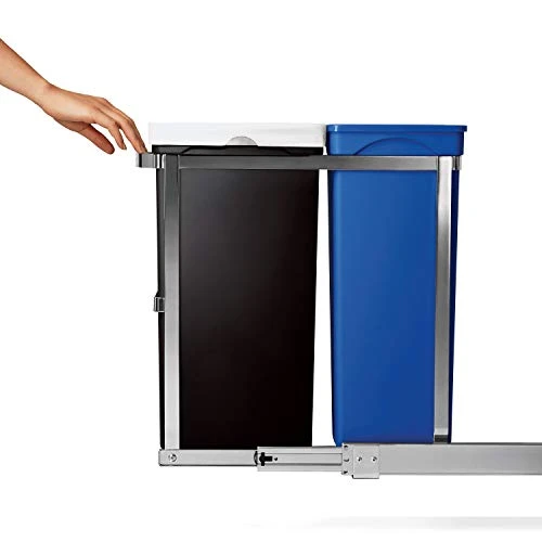 Simplehuman 35 Liter / 9.3 Gallon Dual Compartment Under Counter Kitchen Cabinet Pull-Out Recycling Bin And Trash Can 4 Simplehuman 35 Liter / 9.3 Gallon Dual Compartment Under Counter Kitchen Cabinet Pull-Out Recycling Bin And Trash Can - Image 4