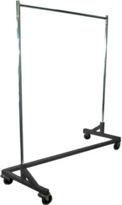 Only Hangers GR600 Heavy Duty 400lb Capacity Z Rack, 63" Length With Adjustable Height Chrome Uprights And Black Base With Commercial Grade Casters, One Rack