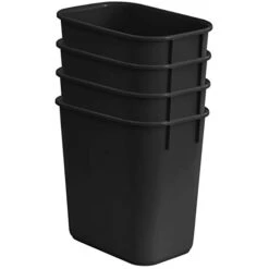 Acrimet Wastebasket Bin 13QT (Plastic) (Black Color) (Set Of 4)