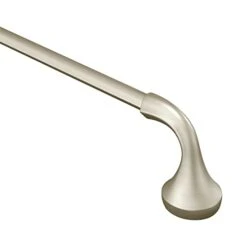 Moen YB2818BN Eva Collection Transitional 18-Inch Wall-Mounted Single-Towel Bar, Hand Towel Storage Rod In Brushed Nickel For Bathroom