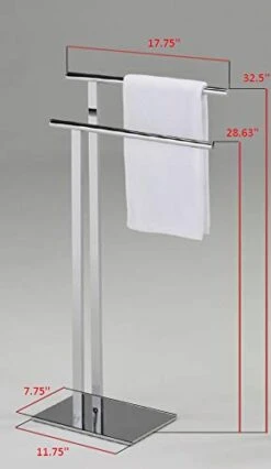 KB Designs - Modern Metal Freestanding Bathroom Towel Rack Stand, Chrome