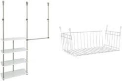 ClosetMaid 55300 Closet Maximizer With (4) Shelves & Double Hang Rod, Tool Free Add On Unit, White Finish,11.6 X 53 X 74 Inches -GENERIC Shop 3164nvaRlML. AC