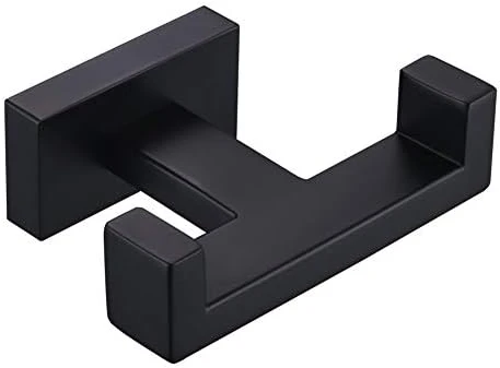 Angle Simple Double Towel Hook Matte Black, Stainless Steel Bathroom Towel Holder, Coat Robe Hook Wall Mount 10 Angle Simple Double Towel Hook Matte Black, Stainless Steel Bathroom Towel Holder, Coat Robe Hook Wall Mount - Image 10