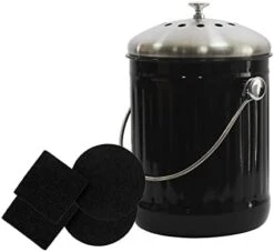 4W Kitchen Compost Bin With 4 Charcoal Filters - 1.3 Gallon Indoor Compost Bin For Kitchen Counter For Food Waste Odor Free (White) -GENERIC Shop 316l1L4Z0DL. AC