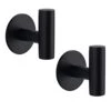 Adhesive Hooks Heavy Duty Wall Hooks Yandls Stainless Steel Waterproof Shower Hooks, Adhesive Holders Coat Hooks For Hanging, Wall Mounted Towel Hooks For Bathroom Kitchen - 2 Pack, Black,