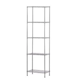 Susici 5 Shelf Adjustable Heavy Duty Storage Shelving Unit Changeable Assembly Floor Standing Carbon Steel Storage Organizer Wire Rack Black Perfect For Kitchen Office Garage Silver