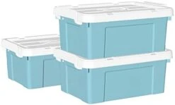 Cetomo 35L*4 Plastic Storage Box, Tote Box,Organizing Container With Durable Lid And Secure Latching Buckles, Stackable And Nestable, 4Pack, Blue With Buckle -GENERIC Shop 3178WyNt3vL. AC