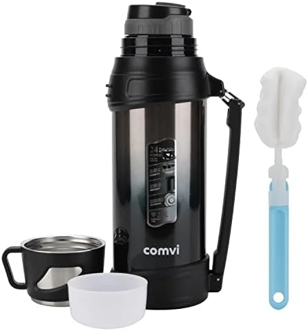 Comvi 68oz Large Coffee Thermus For Travel - 24 Hours Hot & Cold Flasks For Hot And Cold Drinks, Stainless Steel, Vacuum Insulated Flask With 2 Cups For Hiking & Camping For Men/Women - Coffee 5 Comvi 68oz Large Coffee Thermus For Travel - 24 Hours Hot & Cold Flasks For Hot And Cold Drinks, Stainless Steel, Vacuum Insulated Flask With 2 Cups For Hiking & Camping For Men/Women - Coffee - Image 5