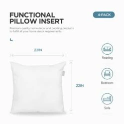 Acanva Throw Pillow Inserts, Euro Sham Form Stuffer With Premium Polyester Micro Fiber, Decorative For Bed, Couch And Sofa, White, 4 Count, (Pack Of 1) 18 Acanva Throw Pillow Inserts, Euro Sham Form Stuffer With Premium Polyester Micro Fiber, Decorative For Bed, Couch And Sofa, White, 4 Count, (Pack Of 1) -GENERIC Shop 317chMSyvXL