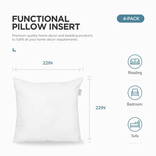 Acanva Throw Pillow Inserts, Euro Sham Form Stuffer With Premium Polyester Micro Fiber, Decorative For Bed, Couch And Sofa, White, 4 Count, (Pack Of 1) 4 Acanva Throw Pillow Inserts, Euro Sham Form Stuffer With Premium Polyester Micro Fiber, Decorative For Bed, Couch And Sofa, White, 4 Count, (Pack Of 1) - Image 4