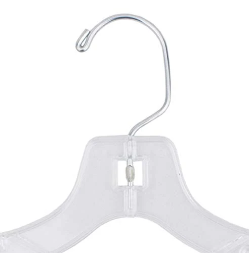 NAHANCO 412 Clear Plastic Children's Dress Hangers, Swivel Metal Hook And Notches For Straps, Super Heavy Weight, 12" - (Pack Of 100) 3 NAHANCO 412 Clear Plastic Children's Dress Hangers, Swivel Metal Hook And Notches For Straps, Super Heavy Weight, 12" - (Pack Of 100) - Image 3