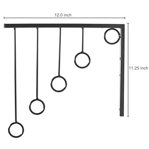 MyGift Set Of 3 Wall-Mounted Metal Garment Rack/Bedroom Closet/Retail Clothing Organizer With 5 Hanging Rings, Black 5 MyGift Set Of 3 Wall-Mounted Metal Garment Rack/Bedroom Closet/Retail Clothing Organizer With 5 Hanging Rings, Black - Image 5