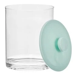 MDesign Large Modern Apothecary Storage Organizer Canister Jars - Plastic Containers For Bathroom, Organization Holder For Vanity, Counter, And Makeup Tables, Lumiere Collection, Clear/Mint Green -GENERIC Shop 318CMOWoUmL