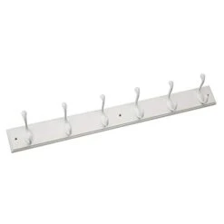Franklin Brass Heavy Duty Coat And Hat Hook Rail Wall Hooks 6 Hooks, 27 Inches, White/White, RPLR6DJ-PWW-L1
