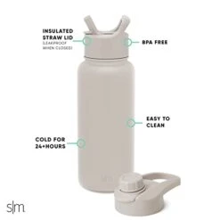 Simple Modern Water Bottle With Straw And Chug Lid Vacuum Insulated Stainless Steel Metal Thermos Bottles | Reusable Leak Proof BPA-Free Flask For Sports | Summit Collection | 32oz, Almond Birch -GENERIC Shop 31AMfjjPBrL