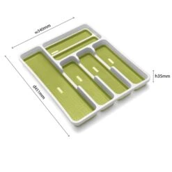 Addis Premium Anti-Slip Soft Base Drawer Cutlery Organiser Tray, White/Green 8 Addis Premium Anti-Slip Soft Base Drawer Cutlery Organiser Tray, White/Green -GENERIC Shop 31BM5aY3qTS