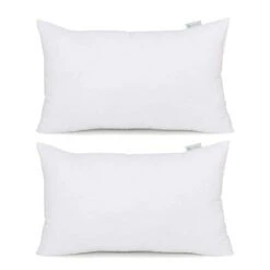 Acanva Down Alternative Throw Pillow Insert Hypoallergenic Rectangle Soft Form Stuffer Decorative Cushion Sham Filler, 2 Count (Pack Of 1), White