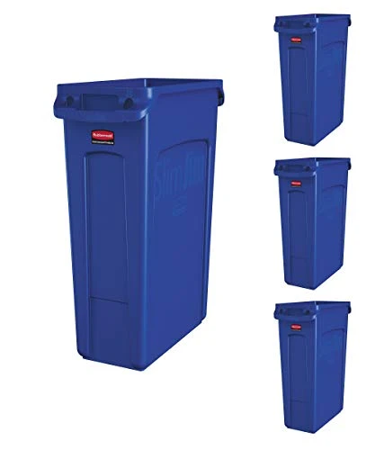 Rubbermaid Slim Jim Trash Can Waste Bin With Venting Channels, Blue Recycling For Kitchen/Office/Workspace, Pack Of 4 9 Rubbermaid Slim Jim Trash Can Waste Bin With Venting Channels, Blue Recycling For Kitchen/Office/Workspace, Pack Of 4 - Image 9