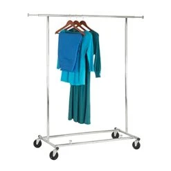 Honey-Can-Do Collapsible Expandable Rolling Garment Rack, Chrome GAR-01304 Chrome 40 Lbs