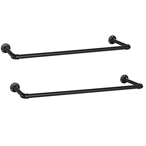 SONGMICS Wall-Mounted Clothes Racks, Set Of 2, Industrial Pipe Clothes Hanging Bars, Space-Saving, 11.8 X 36.2 X 2.9 Inches, Easy Assembly, For Small Space, Black UHSR67BK02 1 SONGMICS Wall-Mounted Clothes Racks, Set Of 2, Industrial Pipe Clothes Hanging Bars, Space-Saving, 11.8 X 36.2 X 2.9 Inches, Easy Assembly, For Small Space, Black UHSR67BK02