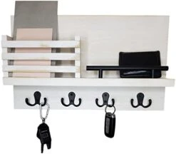 Ripple Creek Key Holder For Wall And Mail Shelf - Decorative Wooden Wall Organizer Rack For Keys, Letters, Bills - Pine Wood Unique Rustic And Industrial Decor - Perfect For Entryway, Kitchen -GENERIC Shop 31DY43EQ tL. AC