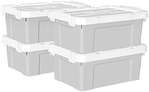 Cetomo 65L*4 Plastic Storage Box, Tote Box,Organizing Container With Durable Lid And Secure Latching Buckles, Stackable And Nestable, 4Pack, Gray With Buckle 10 Cetomo 65L*4 Plastic Storage Box, Tote Box,Organizing Container With Durable Lid And Secure Latching Buckles, Stackable And Nestable, 4Pack, Gray With Buckle - Image 10