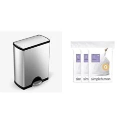 Simplehuman 50 Litre Rectangular Step Can Fingerprint-proof Brushed Stainless Steel + Code Q 60 Pack Liners