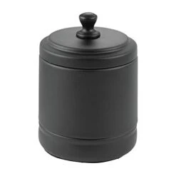 MDesign Metal Bathroom Vanity Storage Organizer Canister Jar With Lid For Cotton Balls, Swabs, Makeup Sponges, Bath Salts, Hair Ties, Jewelry - Hyde Collection - 2 Pack - Matte Black -GENERIC Shop 31E7W8FcHwL