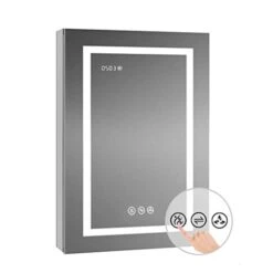 Blossom Recessed Or Surface LED Mirror Medicine Cabinet With Lights, LED Medicine Cabinet W/Defogger, Dimmer, 3X Makeup Mirror, Outlets & USB (24x32/Right Hinge/Zoom Mirror)