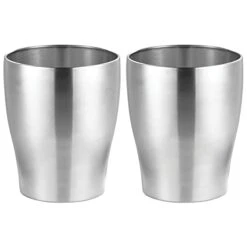 MDesign Steel 1.67 Gallon Trash Can Small Round Wastebasket Metal Garbage Container Recycle Bin For Waste, Recycling In Bathroom, Kitchen, Bedroom, Home Office, Outdoor Trashcan - Black -GENERIC Shop 31Fd13Lt38L